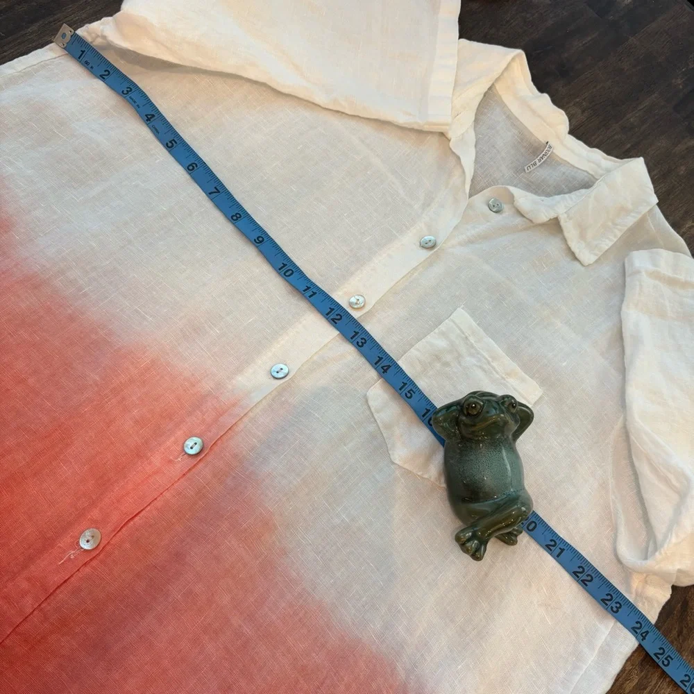 BOGNAR BLU Designer. Linen Ombré White Peach Tunic Top or Dress! 3/4 Sleeves! XL - Picture 9 of 11